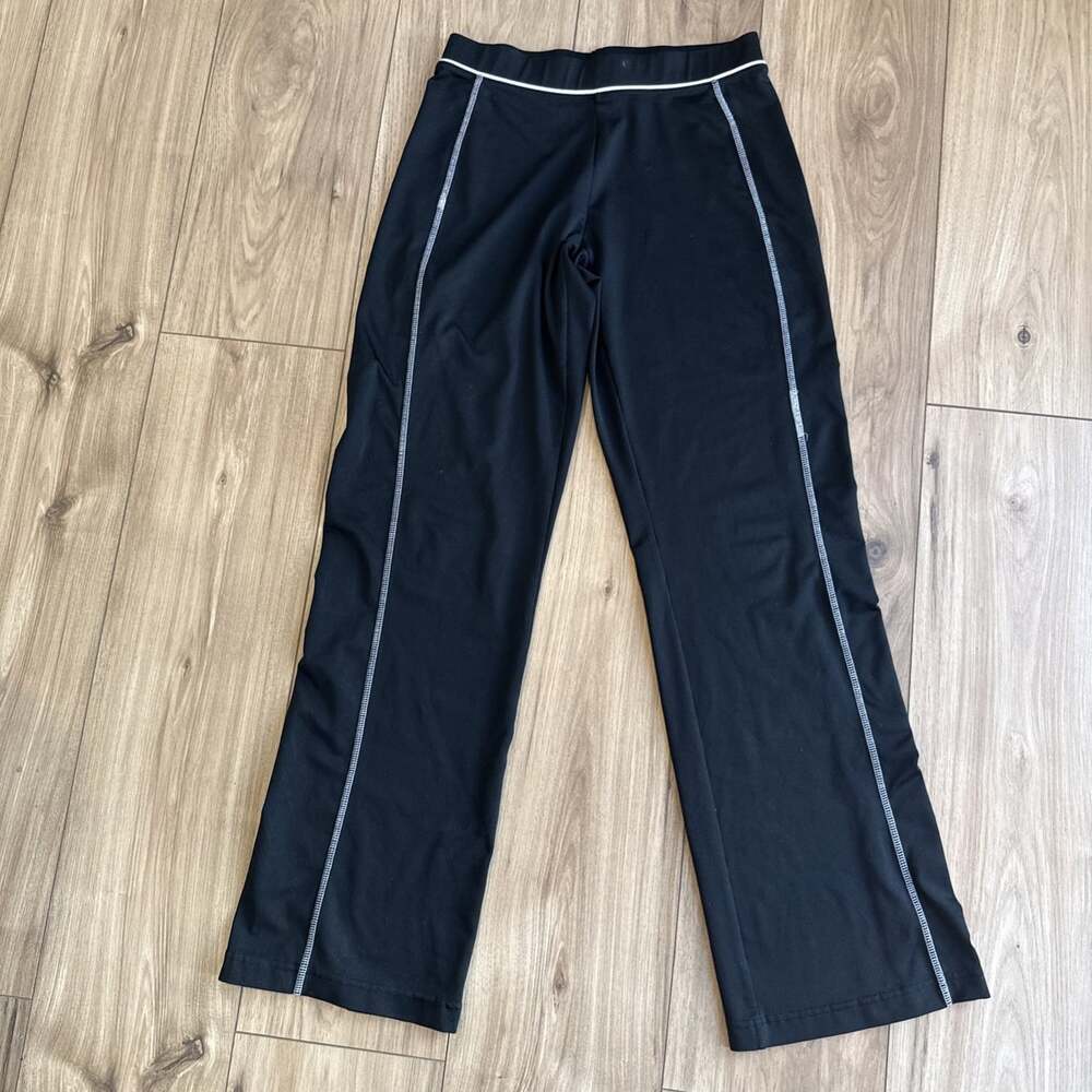 Nike Women Athletic Training Pants Size S (4/6) Black White Stitch Piping